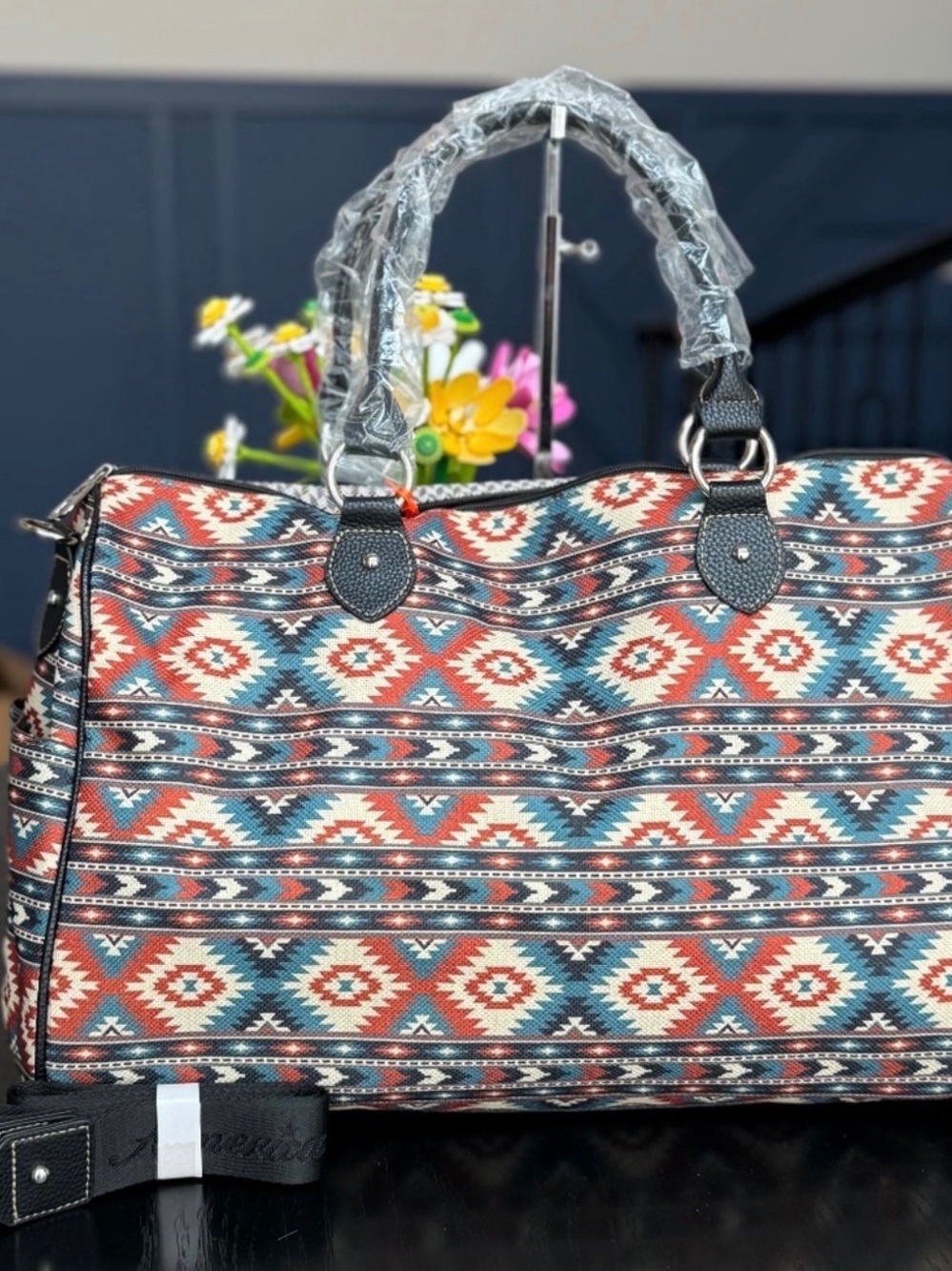 American Bling by Montana West Weekender Bag in Red & Blue